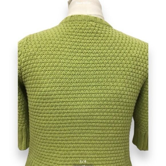 LEO & NICOLE Women's Cable Knit Cardigan Sweater Cropped 3/4 Sleeve Button Front - Picture 4 of 7